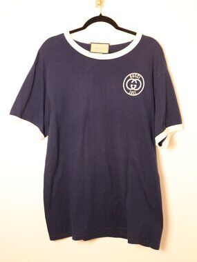 Gucci Interlocking G 1921 Logo T-Shirt Navy White Men's Large